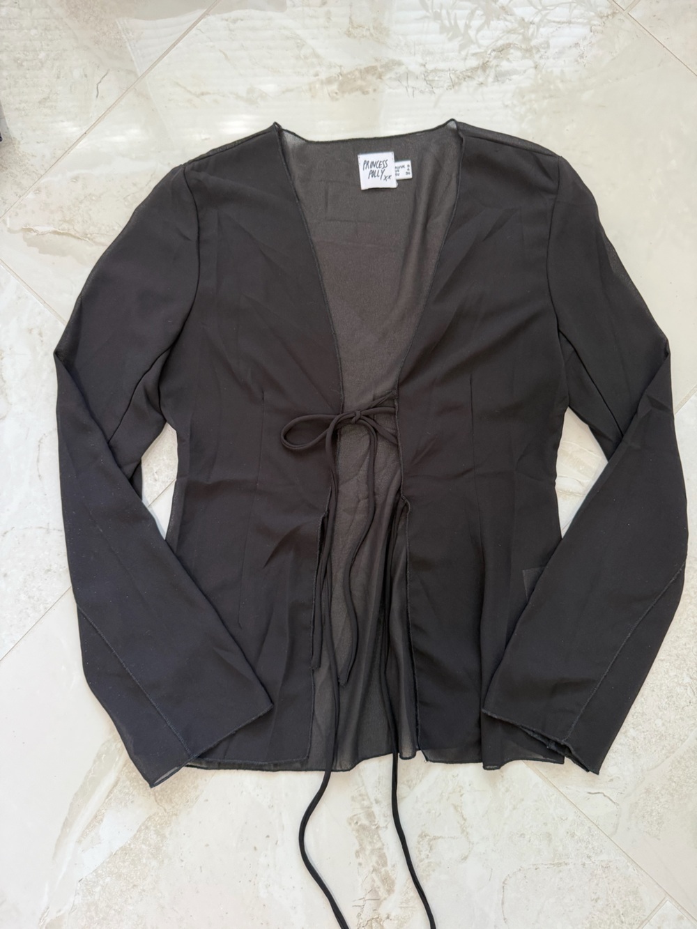 Princess Polly Black Sheer Long Sleeve Top